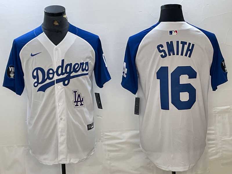 Men's Los Angeles Dodgers #16 Will Smith White Blue Fashion Stitched Cool Base Limited Jerseys,We sell and wholesale Men's Los Angeles Dodgers #16 Will Smith White Blue Fashion Stitched Cool Base Limited Jerseys on line form chian!